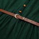 Black/Green Women Long Sleeve Knitted Autumn Winter Dress With Belt
