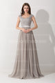 Cap Sleeve Appliques Lace Long Grey Bridesmaid Dresses Wedding Party Dresses Sexy Sheer Back