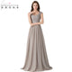 Cap Sleeve Appliques Lace Long Grey Bridesmaid Dresses Wedding Party Dresses Sexy Sheer Back