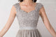 Cap Sleeve Appliques Lace Long Grey Bridesmaid Dresses Wedding Party Dresses Sexy Sheer Back