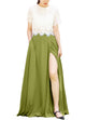 Women's Casual Sexy Chiffon Split High Waist Maxi Skirt With Pockets For Wedding Party Evening