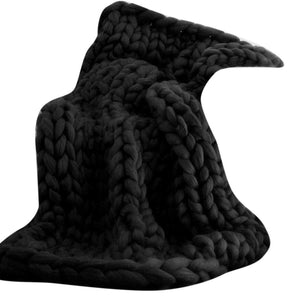 Chunky Knit Blanket Merino Wool Yarn Handmade Giant Throw For Bedroom Chair Sofa Home Decor