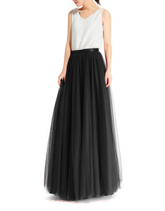 Women's Wedding Party Floor Length Tutu Tulle Skirt High Waist Long Maxi Skirt Customize