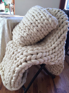 Chunky Knit Blanket Merino Wool Yarn Handmade Giant Throw For Bedroom Chair Sofa Home Decor