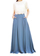 Women's Casual Sexy Chiffon Split High Waist Maxi Skirt With Pockets For Wedding Party Evening