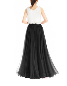 Women's Wedding Party Floor Length Tutu Tulle Skirt High Waist Long Maxi Skirt Customize