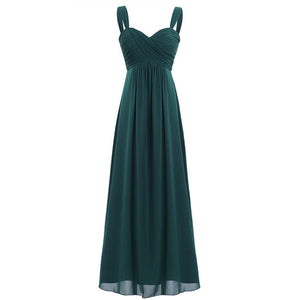 Women Pleated Bridesmaid Dresses Elegant Ruched High-waisted Long Formal Wedding Party Dresses for 2018 Vestido Bridesmaid Dress
