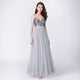Long Bridesmaids Dresses Elegant A Line V Neck Tulle Wedding Party Gowns Sequins Vestidos De Damas De Honor