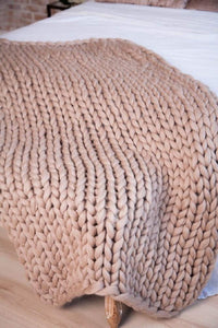 Chunky Knit Blanket Merino Wool Yarn Handmade Giant Throw For Bedroom Chair Sofa Home Decor