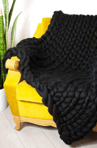 Chunky Knit Blanket Merino Wool Yarn Handmade Giant Throw For Bedroom Chair Sofa Home Decor
