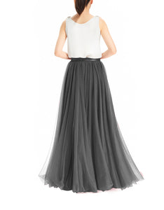 Women's Wedding Party Floor Length Tutu Tulle Skirt High Waist Long Maxi Skirt Customize