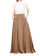Women's Casual Sexy Chiffon Split High Waist Maxi Skirt With Pockets For Wedding Party Evening