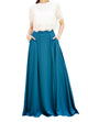 Women's Casual Sexy Chiffon Split High Waist Maxi Skirt With Pockets For Wedding Party Evening