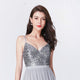Long Bridesmaids Dresses Elegant A Line V Neck Tulle Wedding Party Gowns Sequins Vestidos De Damas De Honor