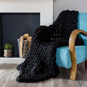 Chunky Knit Blanket Merino Wool Yarn Handmade Giant Throw For Bedroom Chair Sofa Home Decor