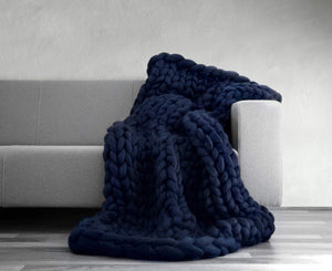 Chunky Knit Blanket Merino Wool Yarn Handmade Giant Throw For Bedroom Chair Sofa Home Decor