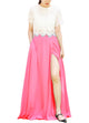 Women's Casual Sexy Chiffon Split High Waist Maxi Skirt With Pockets For Wedding Party Evening