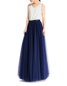 Women's Wedding Party Floor Length Tutu Tulle Skirt High Waist Long Maxi Skirt Customize