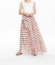 Pink Polka Dot High waisted maxi skirt women long chiffon skirt with bow tie sash