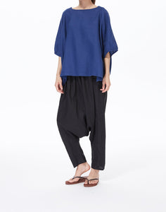 Blue T Shirt Cotton Linen Tops Tunic For Women