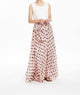 Pink Polka Dot High waisted maxi skirt women long chiffon skirt with bow tie sash