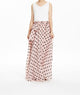 Pink Polka Dot High waisted maxi skirt women long chiffon skirt with bow tie sash