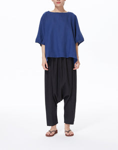 Blue T Shirt Cotton Linen Tops Tunic For Women
