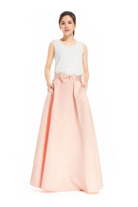 Party Wedding Invitations Pink Nude Red Grey Fuchsia Wedding Long Skirt Pleated Full Maxi Skirt With Pockets