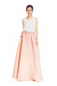 Party Wedding Invitations Pink Nude Red Grey Fuchsia Wedding Long Skirt Pleated Full Maxi Skirt With Pockets