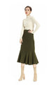 High Waist Wool Skirt Army Green Fishtail Winter Skirt Swing Skirts For Women With Pockets