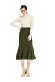 High Waist Wool Skirt Army Green Fishtail Winter Skirt Swing Skirts For Women With Pockets