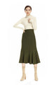 High Waist Wool Skirt Army Green Fishtail Winter Skirt Swing Skirts For Women With Pockets
