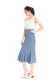 Blue Gray Fishtail Summer Skirts For Women With Pockets