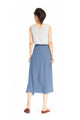 Blue Gray Wrap Skirt Drawstring Midi Skirt Summer Chiffon Beach Skirt