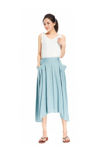 Casual Irregular Cotton Linen Skirts With Pockets