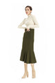 High Waist Wool Skirt Army Green Fishtail Winter Skirt Swing Skirts For Women With Pockets