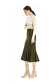 High Waist Wool Skirt Army Green Fishtail Winter Skirt Swing Skirts For Women With Pockets