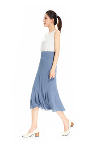 Blue Gray Fishtail Summer Skirts For Women With Pockets