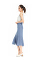 Blue Gray Fishtail Summer Skirts For Women With Pockets