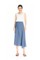 Blue Gray Wrap Skirt Drawstring Midi Skirt Summer Chiffon Beach Skirt