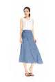 Blue Gray Wrap Skirt Drawstring Midi Skirt Summer Chiffon Beach Skirt