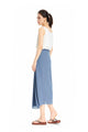 Blue Gray Wrap Skirt Drawstring Midi Skirt Summer Chiffon Beach Skirt
