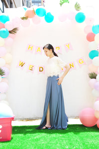 Dusty Blue Sexy Split Leg Skirt /Formal Chiffon Maxi Skirt With Slit/A-line Long Floor Length Skirt/High Waist Skirts  P308