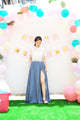 Dusty Blue Sexy Split Leg Skirt /Formal Chiffon Maxi Skirt With Slit/A-line Long Floor Length Skirt/High Waist Skirts  P308
