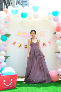 Halter Backless Wedding Guest Dress/Sleeveless Summer Boho Maxi Dress/Floor Length Wedding Party Dress/Formal dresses for women