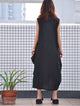 Black casual dress loose fitting long maxi linen dress (80370)