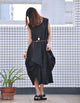 Black casual dress loose fitting long maxi linen dress (80370)
