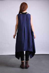 Summer plus size clothing pullover long linen dress loose fitting maxi dress(80524)