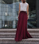 High Waist Maxi Skirt Chiffon Silk Skirts Beautiful Bow Tie Elastic Waist Summer Skirt Floor Length Long Skirt (037), #126