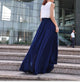 High Waist Maxi Skirt Chiffon Silk Skirts Beautiful Bow Tie Elastic Waist Summer Skirt Floor Length Long Skirt (037), #18